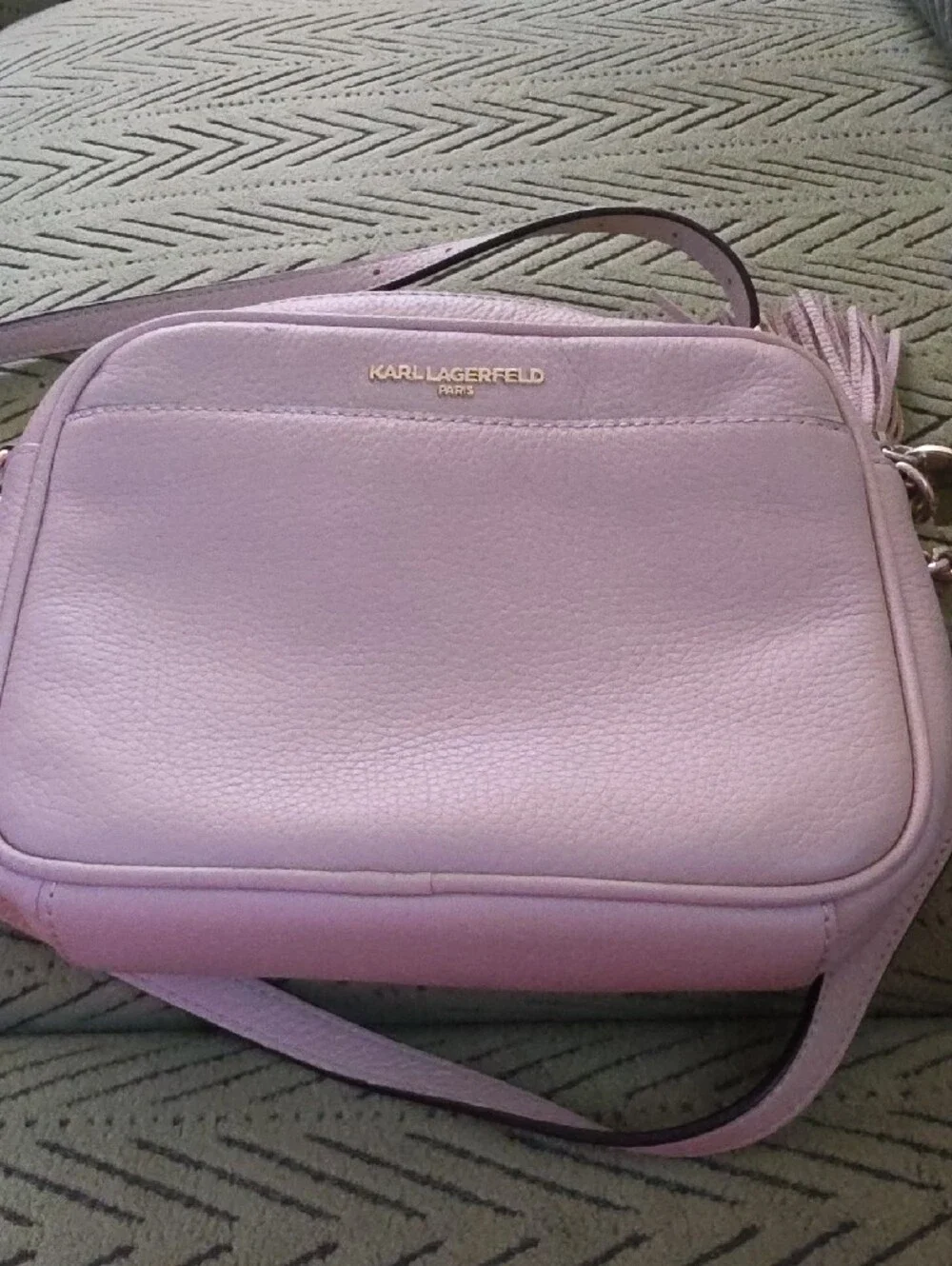 Karl Lagerfeld Paris  Dusty Pink Pebble Leather Crossbody Bag